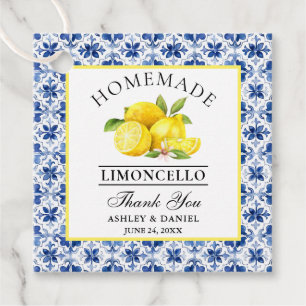 Aquarell-Zitronen Blaue Fliesen Limoncello Danke Geschenkanhänger