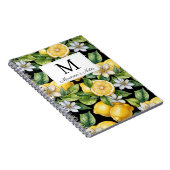 Aquarell Zitronen & Blumen Monogramm personalisier Notizblock (Rechte Seite)