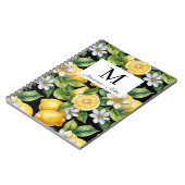 Aquarell Zitronen & Blumen Monogramm personalisier Notizblock (Linke Seite)