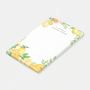 Aquarell-Zitronen-Blumen personalisierte Schreibwa Post-it Klebezettel