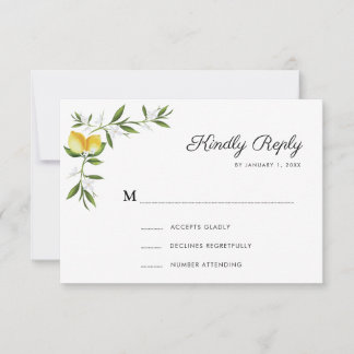 Aquarell-Zitronen Blumen-RSVP-Karte RSVP Karte