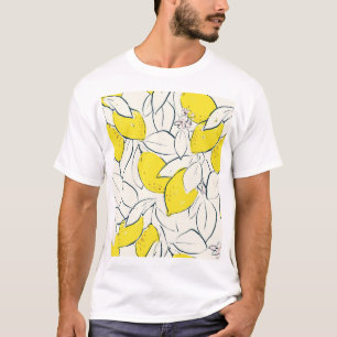 Aquarell-Zitronen-Citrus-Nahtloses Muster T-Shirt