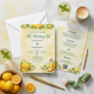 Aquarell-Zitronen-Fruchtige Hochzeit Einladung