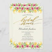 Aquarell Zitronen Gelbes Brautparty Einladung (Vorne/Hinten)