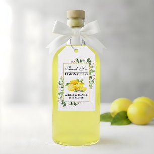Aquarell-Zitronen Gold Limoncello Hochzeit Geschenkanhänger