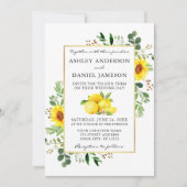 Aquarell Zitronen Grüne Sonnenblumen Hochzeit Einladung (Vorderseite)