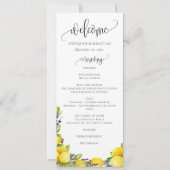 Aquarell-Zitronen-Lavendel-Boho-Hochzeitsprogramm (Vorderseite)
