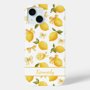 Aquarell-Zitronen mit koketten Schleifen und Monog Case-Mate iPhone Hülle