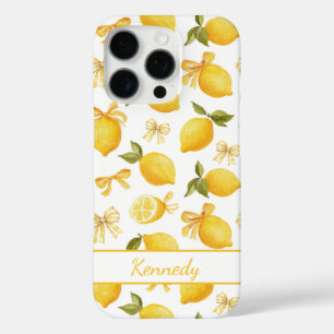 Aquarell-Zitronen mit koketten Schleifen und Monog iPhone 16 Pro Hülle