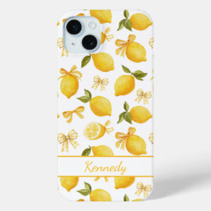 Aquarell-Zitronen mit koketten Schleifen und Monog Case-Mate iPhone Hülle