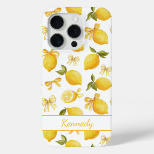 Aquarell-Zitronen mit koketten Schleifen und Monog Case-Mate iPhone Hülle