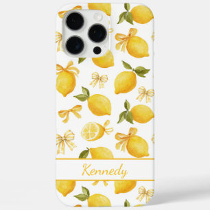 Aquarell-Zitronen mit koketten Schleifen und Monog iPhone 16 Pro Max Hülle