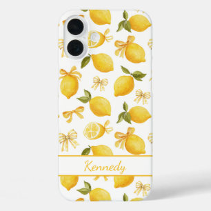 Aquarell-Zitronen mit koketten Schleifen und Monog iPhone 16 Plus Hülle