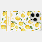 Aquarell-Zitronen mit monogrammierten Herzen Case-Mate iPhone Hülle (Rückseite (Horizontal))