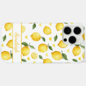 Aquarell-Zitronen mit monogrammierten Herzen Case-Mate iPhone Hülle (Rückseite (Horizontal))
