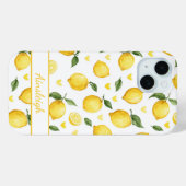 Aquarell-Zitronen mit monogrammierten Herzen Case-Mate iPhone Hülle (Rückseite (Horizontal))