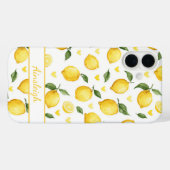 Aquarell-Zitronen mit monogrammierten Herzen Case-Mate iPhone Hülle (Rückseite (Horizontal))