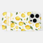 Aquarell-Zitronen mit monogrammierten Herzen Case-Mate iPhone Hülle (Rückseite (Horizontal))