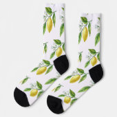 Aquarell-Zitronen-Muster-Socken Socken (Linkes Detail)