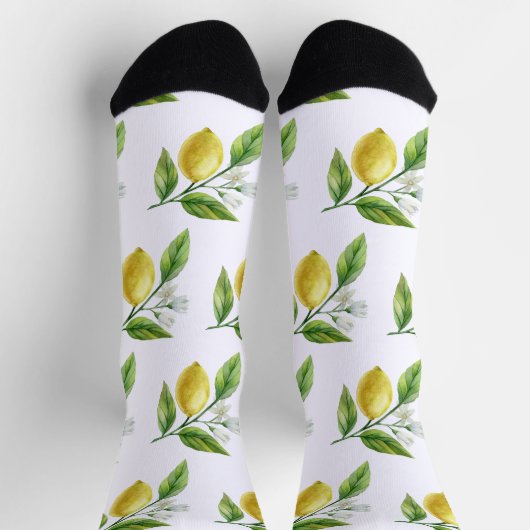 Aquarell-Zitronen-Muster-Socken Socken (Oben)