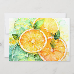 Aquarell-Zitronen-Orange-Lime-Botanik-Küche Feiertagskarte