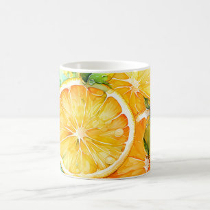 Aquarell-Zitronen-Orange-Lime-Botanik-Küche Kaffeetasse