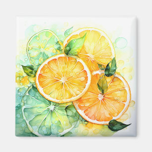 Aquarell-Zitronen-Orange-Lime-Botanik-Küche Magnet