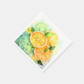 Aquarell-Zitronen-Orange-Lime-Botanik-Küche Serviette (Ecke)