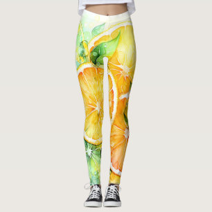 Aquarell-Zitronen-Orange-Lime-Botanikküche Leggings