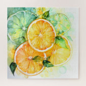 Aquarell-Zitronen-Orange-Lime-Botanikküche Puzzle (Horizontal)