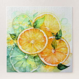 Aquarell-Zitronen-Orange-Lime-Botanikküche Puzzle