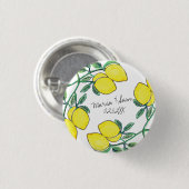 Aquarell-Zitronen-Script-Hochzeit   Button (Vorne & Hinten)
