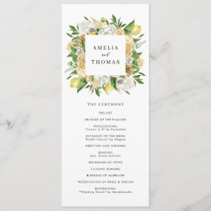 Aquarell-Zitronen und Blumen Sommerhochzeit Programm