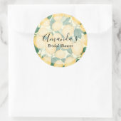 Aquarell-Zitronen-und Grün-Dusche Runder Aufkleber (Tasche)