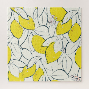Aquarell-Zitronen-Zitrus-Nahtloses Muster Puzzle