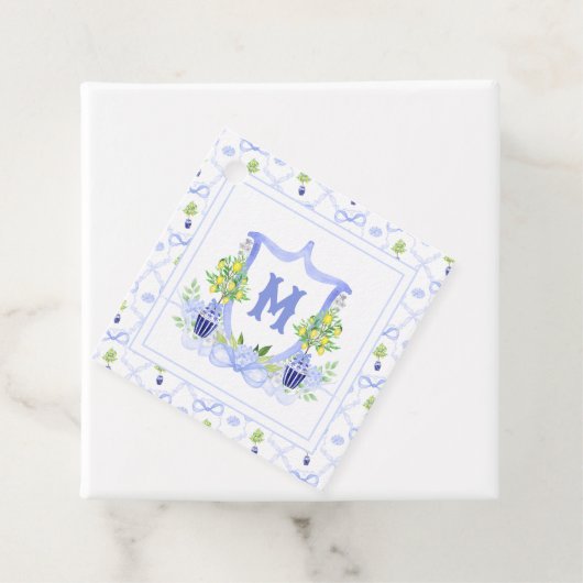Aquarell-Zitronenbaum-Monogrammwappen Geschenkanhänger (Beispiel)