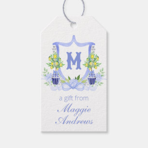 Aquarell-Zitronenbaum-Monogrammwappen Geschenkanhänger