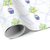 Aquarell-Zitronenbaum-Monogrammwappen Geschenkpapier (Rolleneckpunkt)