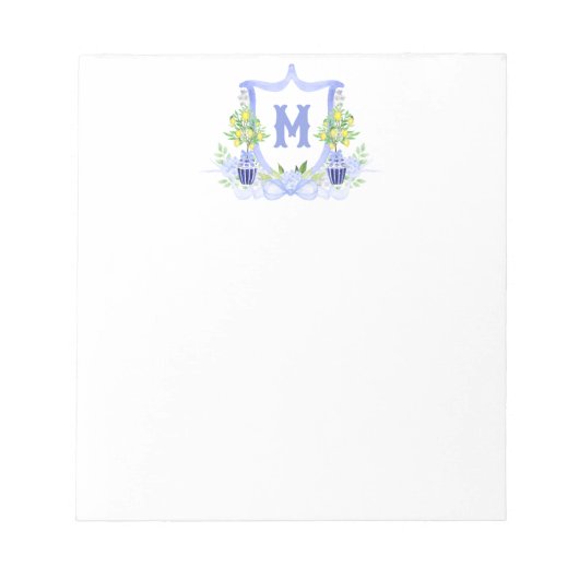 Aquarell-Zitronenbaum-Monogrammwappen Notizblock (Vorderseite)
