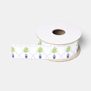 Aquarell-Zitronenbaum-Monogrammwappen Ripsband