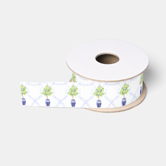 Aquarell-Zitronenbaum-Monogrammwappen Ripsband (Spule)