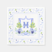 Aquarell-Zitronenbaum-Monogrammwappen Serviette (Vorderseite)