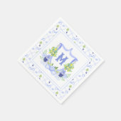 Aquarell-Zitronenbaum-Monogrammwappen Serviette (Ecke)