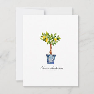 Aquarell-Zitronenbaum-Topiary-Flach-Dankeskarten Dankeskarte