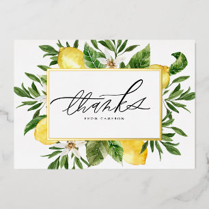Aquarell-Zitronenblüten-Rahmen-Dankeskarten Folieneinladung
