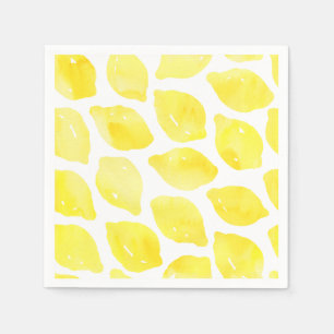 Aquarell-Zitronengelb-Weiß-Sommer-Muster Serviette