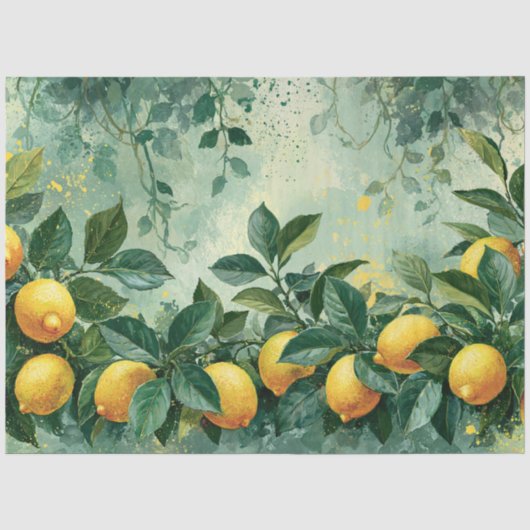 Aquarell-Zitronenhain-Zitrusfrüchte Seidenpapier (Vorderseite)