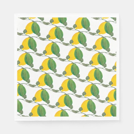 Aquarell-Zitronenlimes Handbemaltes Muster Serviette (Vorderseite)