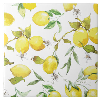 Aquarell-Zitronenmuster Fliese