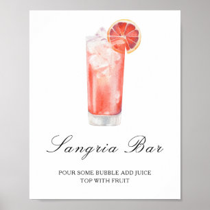 Aquarell-Zitrus-Cocktail - Sangria-Bar Poster